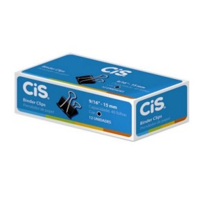 BINDER CLIPS 15MM C/12 UNIDADES CIS