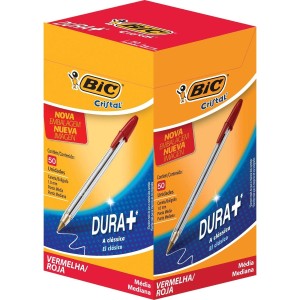 CANETA ESFEROGRÁFICA VERMELHA BIC CRISTAL CAIXA C/50 UNIDADES