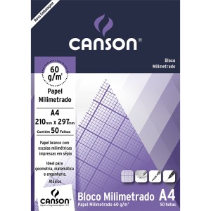 PAPEL MILIMETRADO 60G/M² COM 50 FOLHAS CANSON