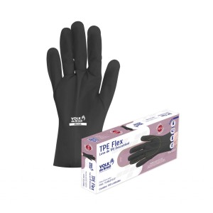 LUVA TPE FLEX M PRETA C/100 VOLK