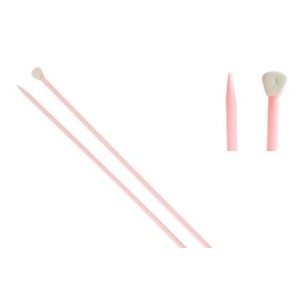 AGULHA TRICÔ PLÁSTICO 25CM 0050 ROSA 5MM COM 2 CÍRCULO