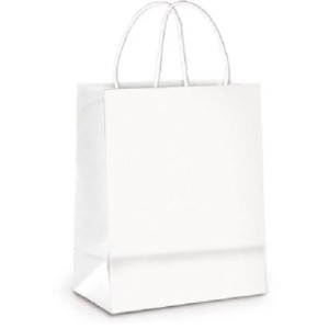 SACOLA DE PAPEL BRANCA 14 X 9 X 27,5 CM REF.158 ZAGAROLLO
