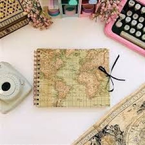 CADERNO SCRAPBOOK MAPA MUNDI VINTAGE COM 30 FOLHAS BUENDIA