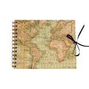 CADERNO SCRAPBOOK MAPA MUNDI VINTAGE COM 30 FOLHAS BUENDIA