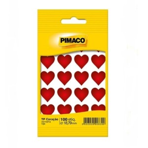 ETIQUETA CORAÇÃO VERMELHO COM 100 UNIDADES PIMACO