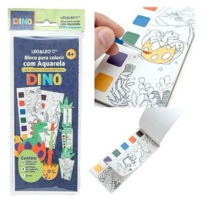 BLOCO PARA COLORIR COM AQUARELA 12FLS DINO LEO&LEO