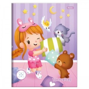 CADERNO 1/4 48FLS QUADRICULADO CAPA DURA BROCHURA TERNURITAS FORONI