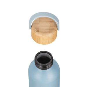 GARRAFA 500ML ALUMÍNIO COM TAMPA DE BAMBU BOHO AZUL BALI GA0601 BRW