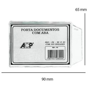 PORTA DOCUMENTOS 65X90MM P-6 C/100 UNIDADES ACP