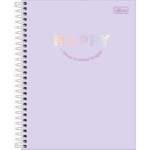 CADERNO 160FLS 10 MATÉRIAS COLEGIAL CAPA DURA ESPIRAL HAPPY TILIBRA