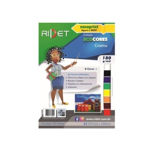 BLOCO ECOCORES A3 180G 32FLS 8 CORES NOVAPRINT RIDET